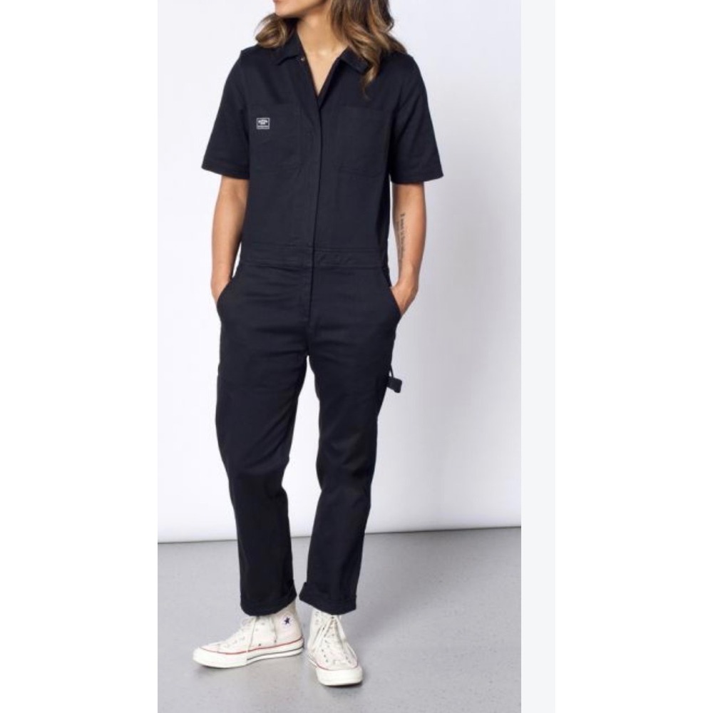Wildfang The Workwear Collection Black Short Sleeve Coveralls Jumpsuit XL
